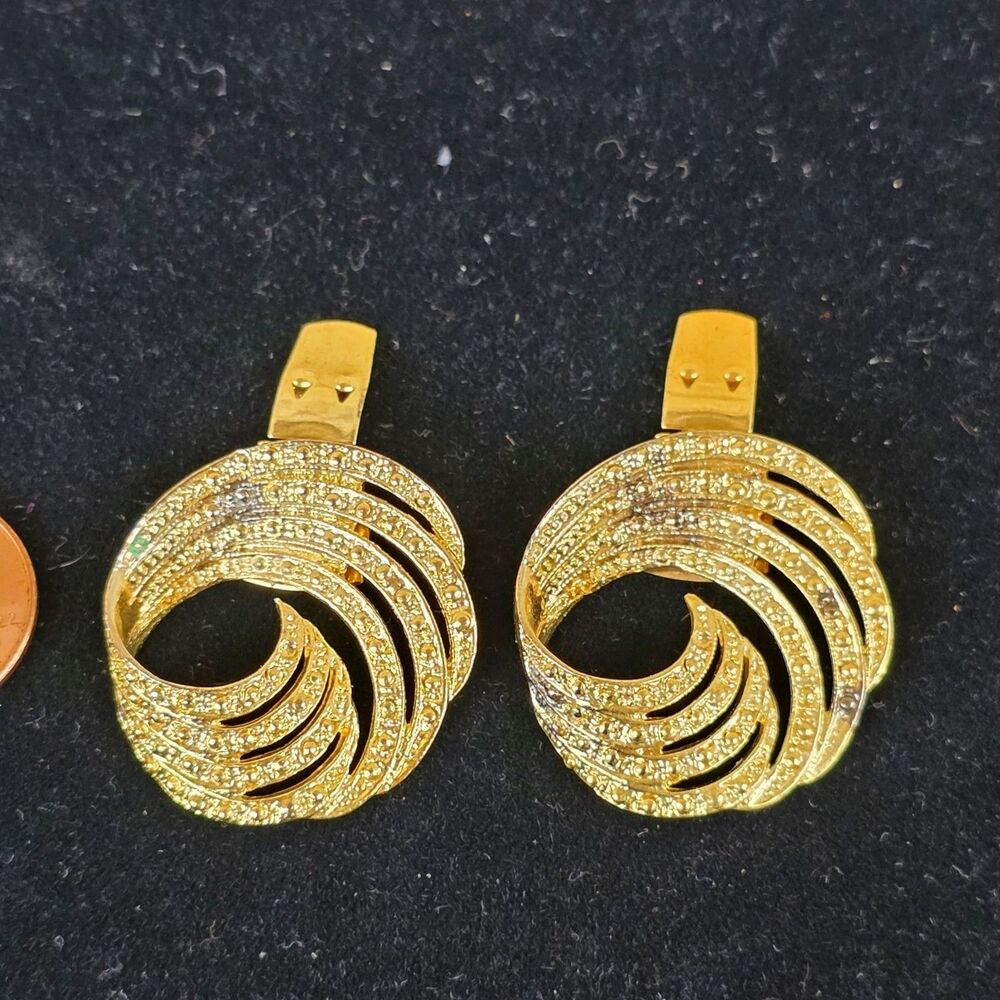 Vintage 80s bluette made in france shoe clips Gold Swirl